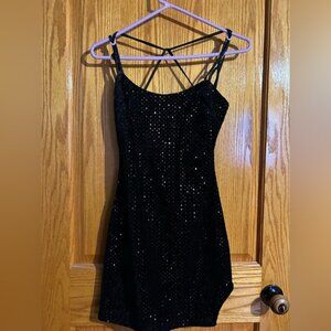 City Triangles Black Sequin Mini Dress